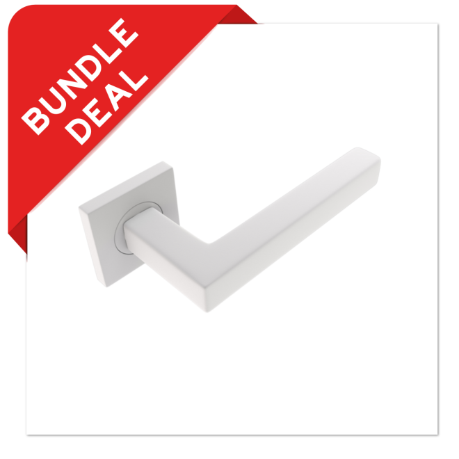 Sluitwerkpakketten met Deurkruk Squared 20 Regular Wit